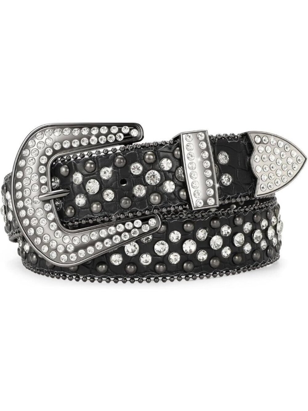 ⚡Women Rhinestone Belt Jeans Western Cowgirl Bling Studded Belt Grain Leather